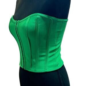 NWT PrettyLittleThing Green Hook & Eye Corset Top Size 4 Bandage Structured